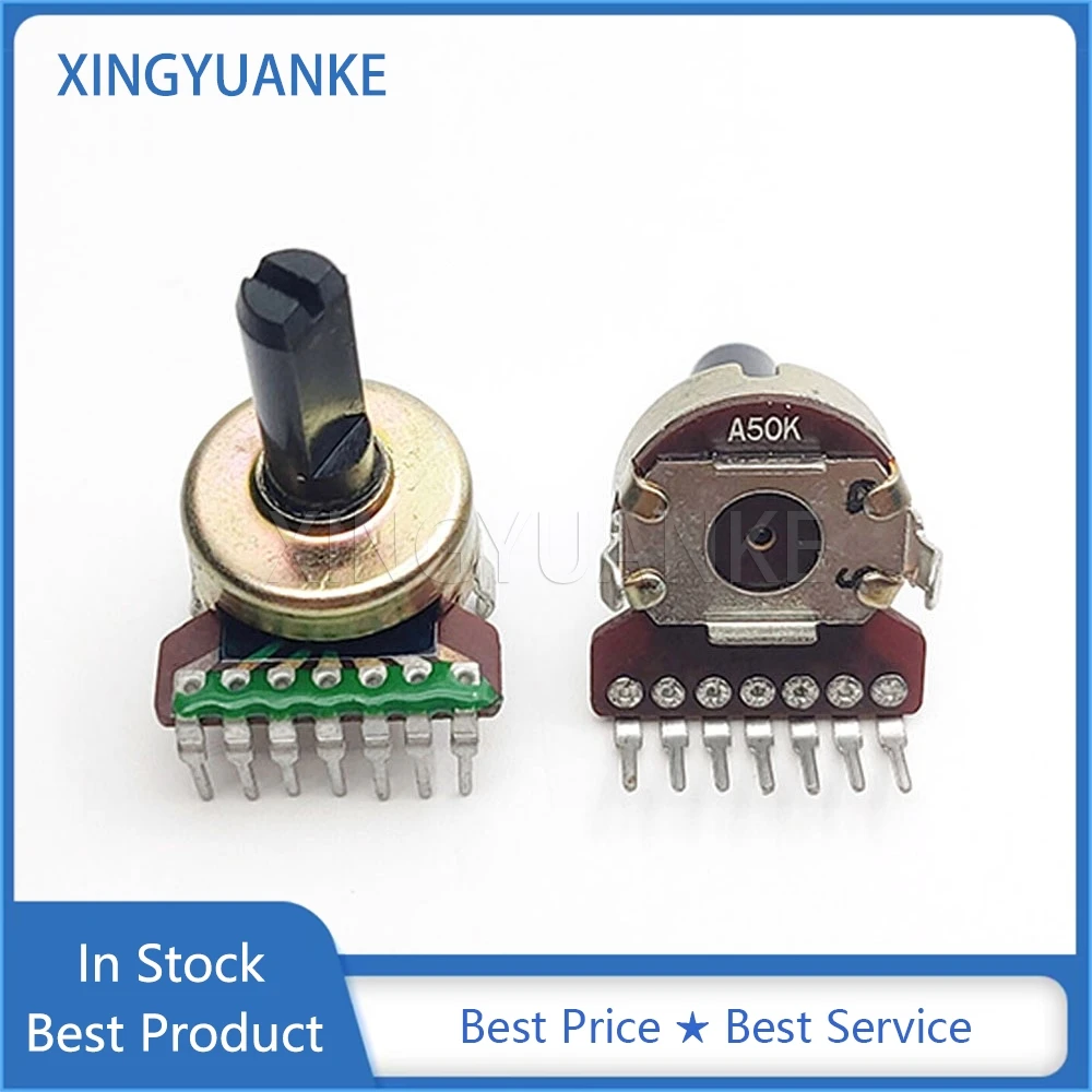 2PCS 7 Bent Foot Half Shaft Length 15MM 161 Rotary Potentiometer Dual A50K / A503 Dual Channel Amplifier Volume Potentiometer
