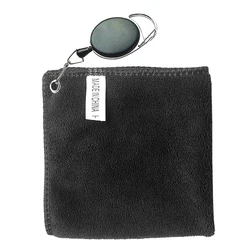 Premium Waffle Weave Microfiber Golf Towel with Retractable Hook - Effortless Cleaning & Portability for Golfers (Black)