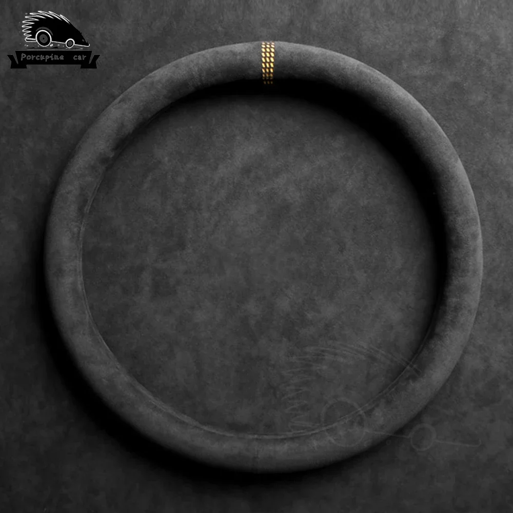 Suede Cow Leather Car Steering Wheel Cover Hollow pattern 38cm For BMW E90 F01 F06 F10 F15 F16 F20 F21 F25 F26 F30 F32 F82 steering wheel cover