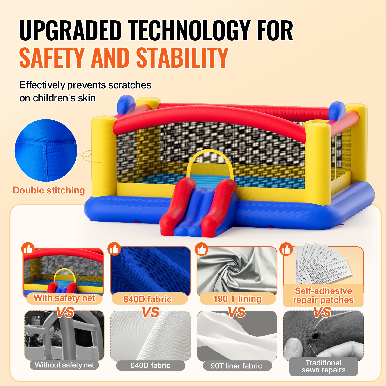 VEVOR Inflatable Bounce House Outdoor High Quality Playhouse Trampoline Jumping Bouncer with Blower Slide and Storage Bag Castle 3