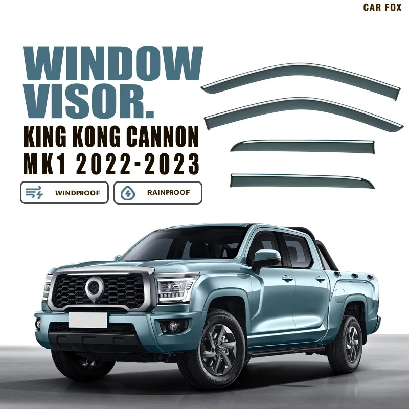 

For Great Wall King Kong Cannon Window Visor Chrome Deflector Trim Accessories Weathershields Rain Guard Shades Awning Shelter