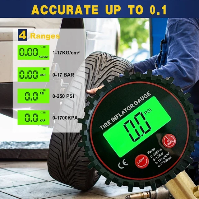 Medidor De Presion De Aire Llantas Neumaticos Digital 150 PSI  Retroiluminado New