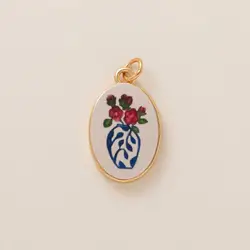 Elegant Gold - Plated Butterfly and Flower Pendant with Color Blocking Design (A13)