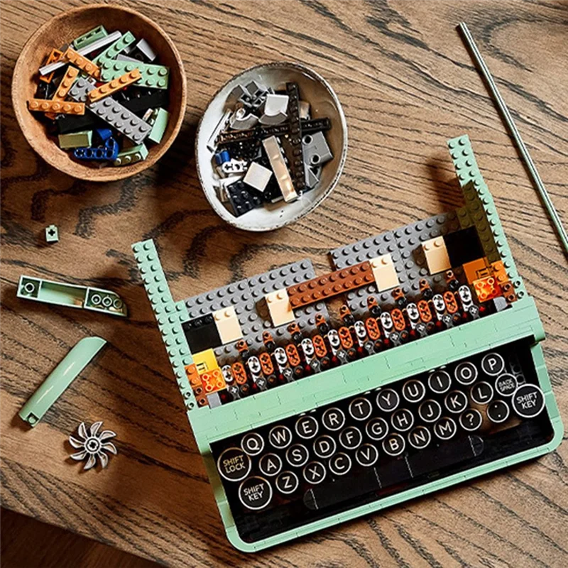 Retro Typewriter Blocks Brick Marking Machine Keyboard over 12 Years Old Kids Writing Machine Gift Toy Compatible 21327 6