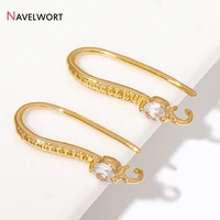 2/4/8Pairs 18K Gold Plated Earring Hooks,Brass With Zircon Stripe Earwires For Jewelry Making Accessories,Earring Making Finding