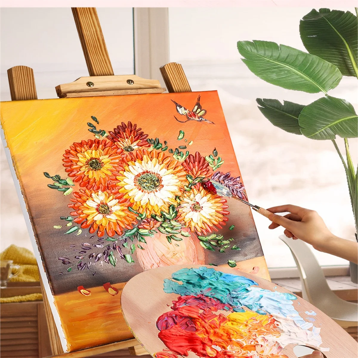 11.2" X 7.9" Wooden Paint Palette with Thumb Hole Wood Oil Paint Palette Artist Pallet for Art Supply 3