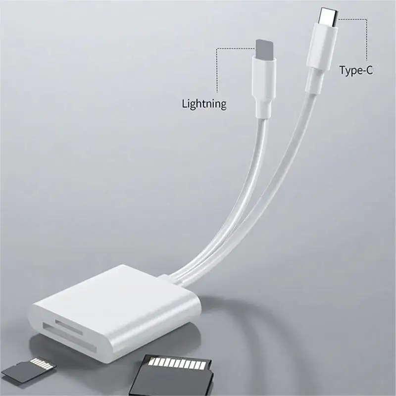 2 In 1 OTG 카드 리더기 유형 C Lightning-SD TF 메모리 카드 어댑터(PC 노트북 iPhone용) 멀티 스마트 카드 리더기 앱 필요 없음