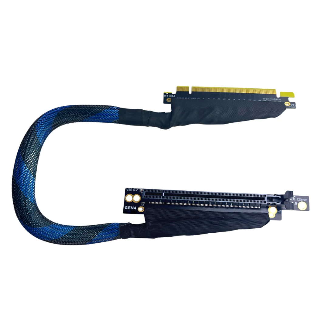 Pci-e 4.0 X16 Server Graphics Card Cabo de Extensão Gen4 para ai Server Malha Trançada Prateado Fio Cabo Adaptador Gpu 32gb s - Imagem 6