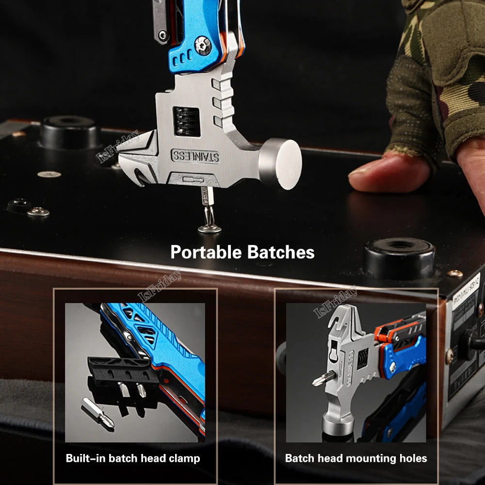 Universal Folding Pliers Hammer Outdoor Camping Multifunctional Round Head Hammer Stainless Steel Folding Nail Hammer Pliers 3