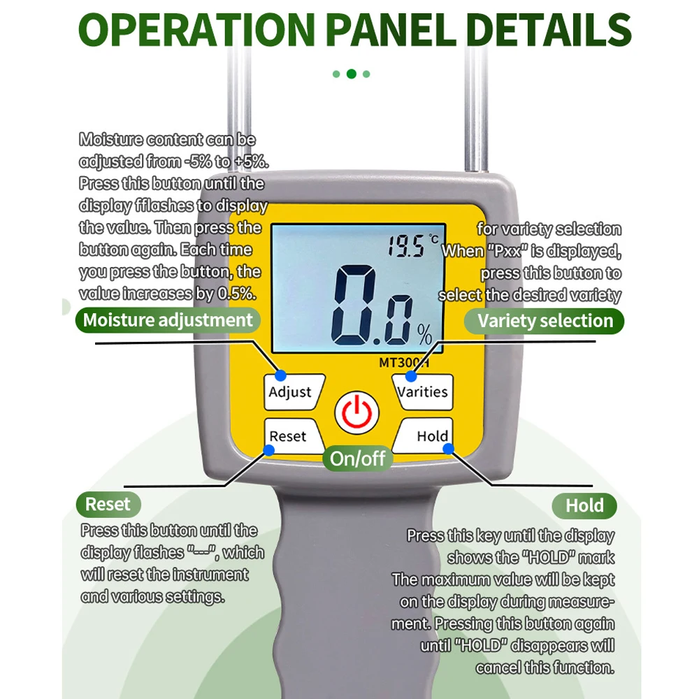 3-Digital LCD Digital Display Hay Moisture Meter