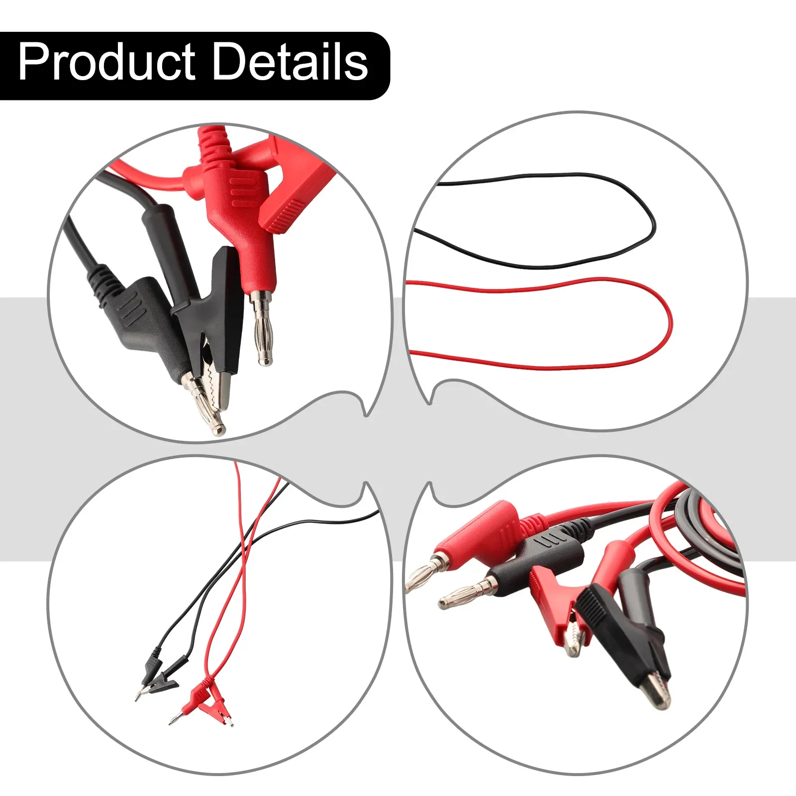 Double End Test Lead Wire Electrical Voltage 4mm Banana Plug Clip Crocodile 15A Multimeter DIY Test Wires 2Pcs 1M electrical test leads