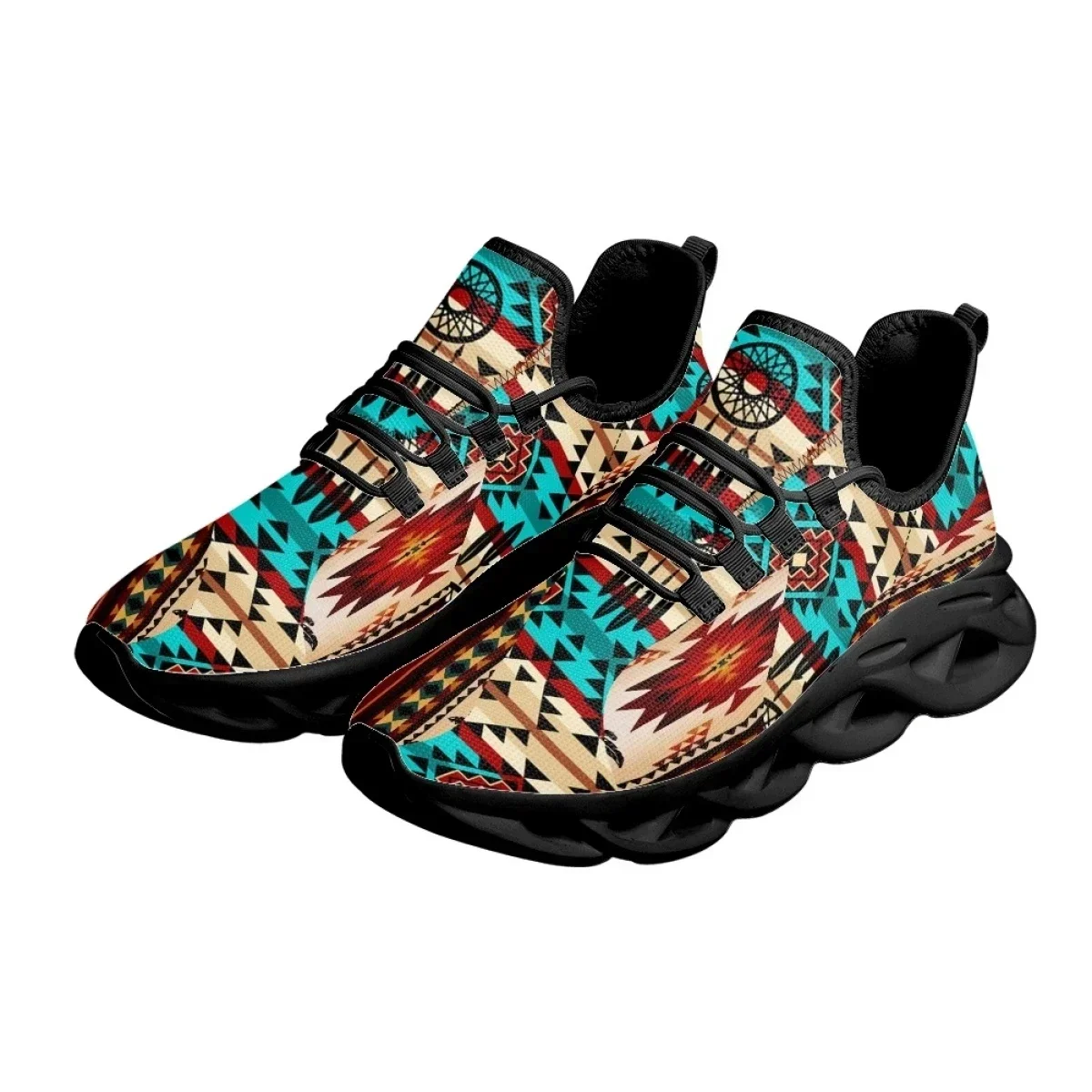 Sneakers American Ethnic Tribal Aztec Printed Non-slip Outdoor Platform Shoes Fashion Mesh Shock Absorption Vulcanized Shoes New