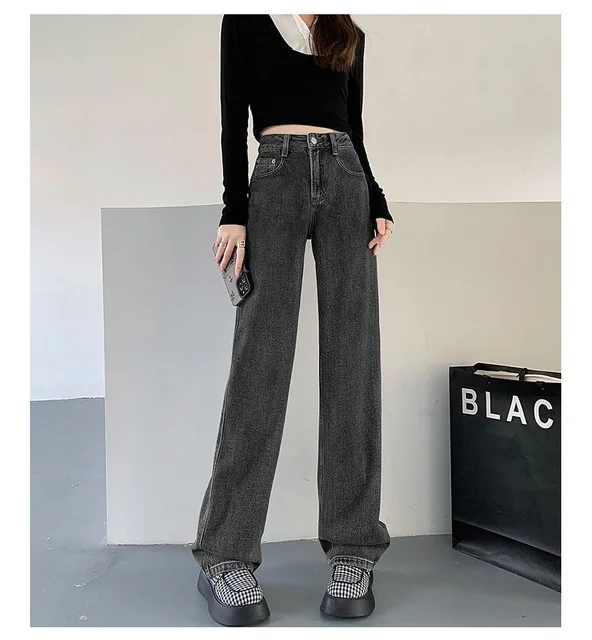 Printemps et été nouveau jean Slim taille haute pour les femmes Niche décontracté ample mince pantalon de sol pantalon à jambes larges pantalon à la mode 5