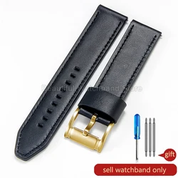 Luxury Cowhide Leather Watch Bracelet - Black Brown - 24mm (Black - GD - K8)