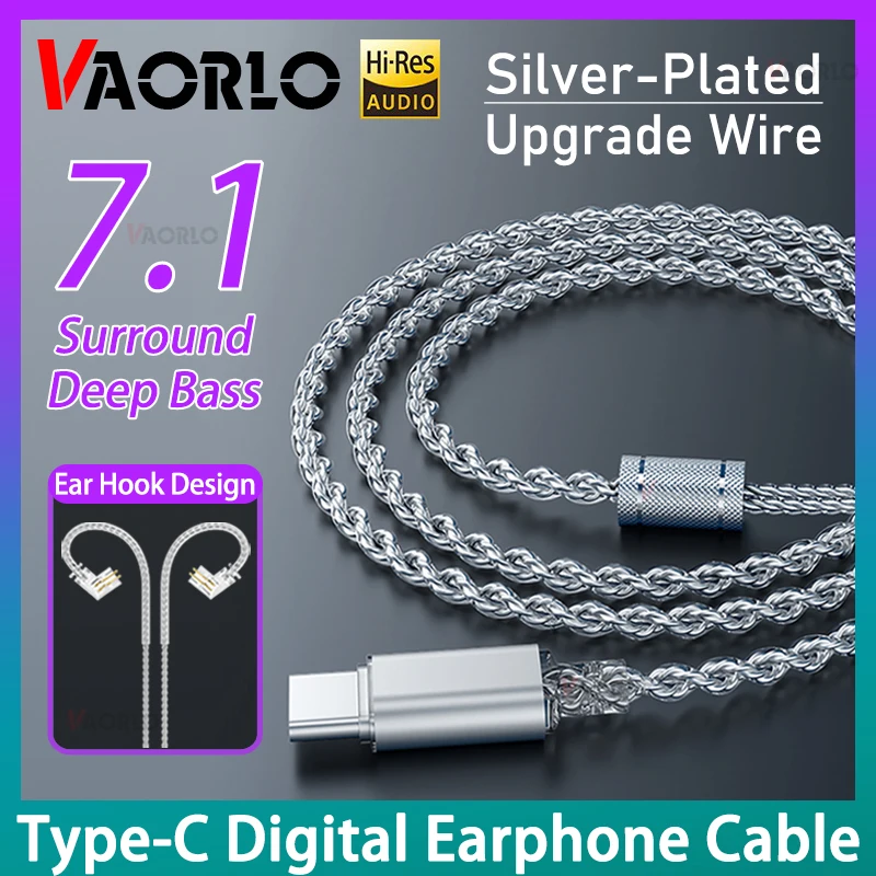 High-Fidelity Silver-Plated Earphone Cable with Microphone