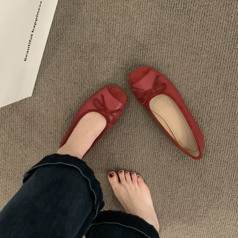 Eveningbreezebowflatshoesonefootoffsingleshoeshoesspringand