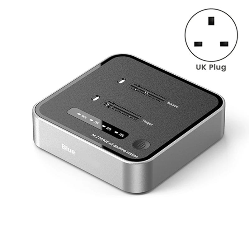 M2 20Gbps 듀얼 베이 SSD 도킹 스테이션, 오프라인 USB C to NVME PCiE 도킹 스테이션, 오프라인 클론 SSD 도크, 영국 플러그-A09I