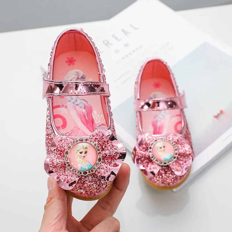 Baby Shoes Kids Shoes Kids Flats Disney Frozen Elsa Princess Designer Crystal Flat Shoes Kids Bling Slip on Baby Girls Shoes Child Flats
