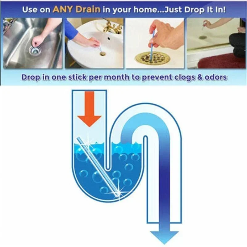 Drain Cleaner Pipe Dredging Agent Pipe Cleaning Tool Pipe Cleaner Pipe Dredging Tools Kitchen Sink Sewer Cleaning Agent Remove Oil Pollution Washbasin Toilet Bathtub Pipe Cleaning Sticks Household Products