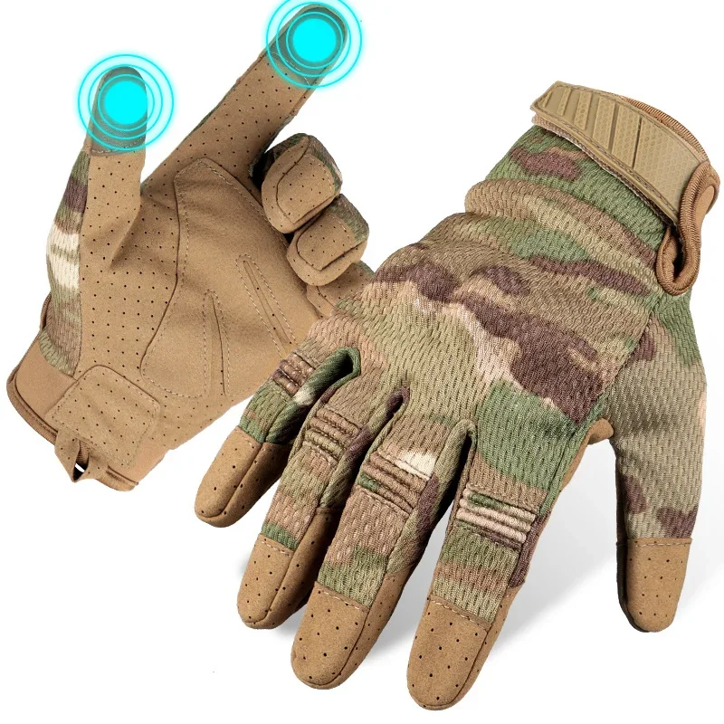Camo Touch Screen Multicam Tactical Full Finger Gloves Airsoft Paintabll Shooting Driving Work Protection Mittens