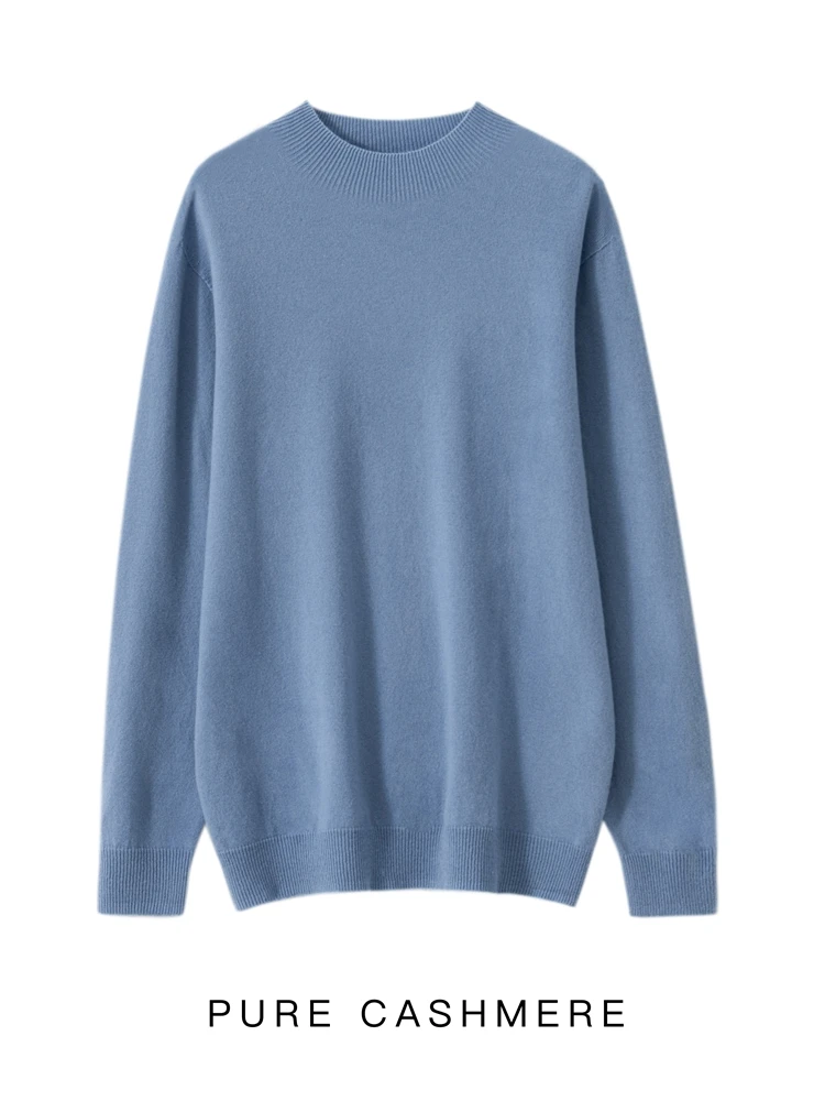 New Men's 100% Merino Wool Mock Neck Pullover Cashmere Sweater Soft Warm Jumpers Quality Casual Smart Knitwear Basic Tops Clothi 2