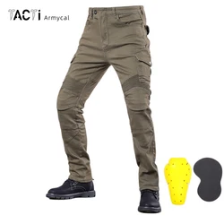 Tactical Cargo Pants Men Jeans Motorcycle Riding Jeans Pant Multiple Pockets Hiking Casual Plus Size Man Pants with Knee Pads