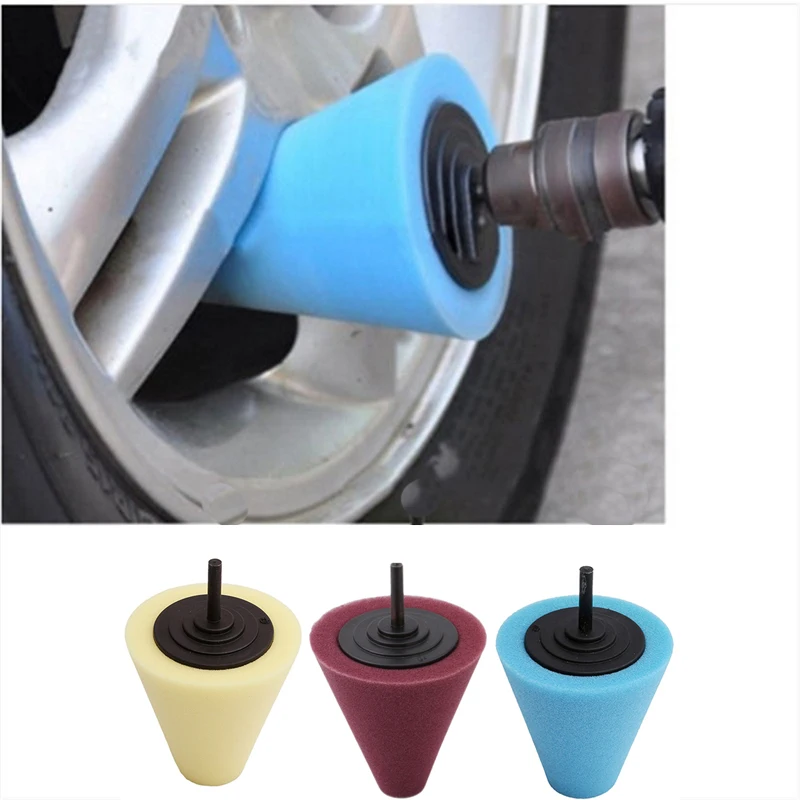Auto Wheel Polishing Sponge Used for Electric Drill Burnishing Ball Polishing Cone Car Hub Sponge Car Accessories 1 pc