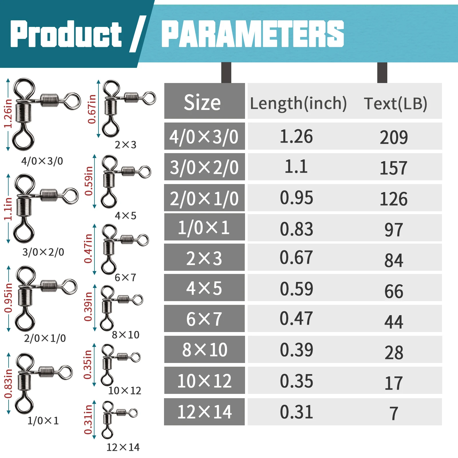 OROOTL 3 Way Fishing Swivel Connectors - 60 Pack Fishing Three Way Swivels  for Catfish Rig Stainless Steel Tri Swivels Saltwater Freshwater Fishing