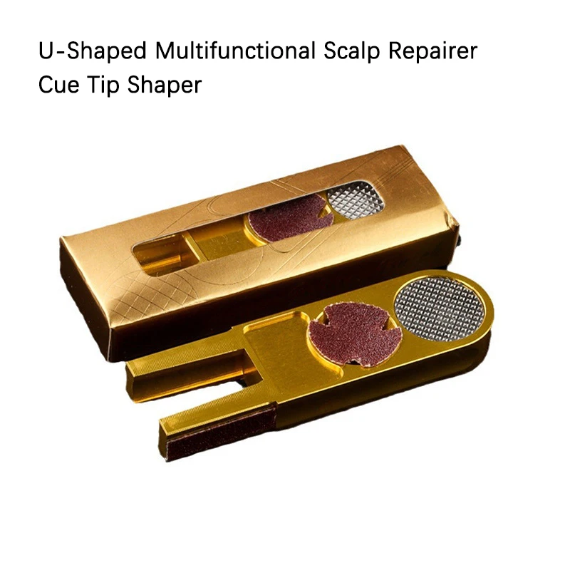 

U-Shaped Multifunctional Scalp Repairer, Portable 5 In 1 UShape Cue Tip Shaper, For Cue Snooker Tips Tapper