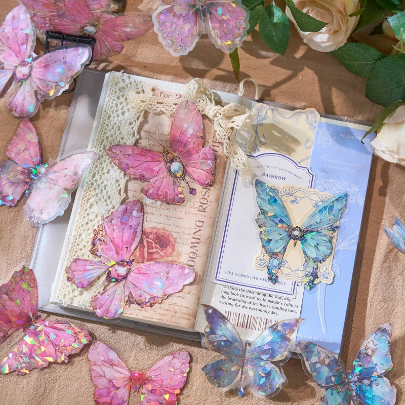 Butterfly Glitter Sticker Pack with Shiny Wing Patterns for Decorative Crafts & DIY Projects