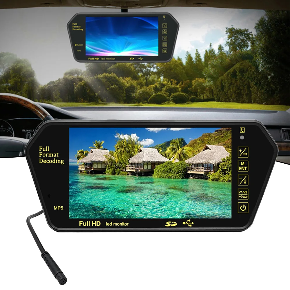 

7\" Car TFT LCD Mirror Monitor HD With Night Vision Reverse Car Rear View Camera Car MP4/MP5 Player Accessories
