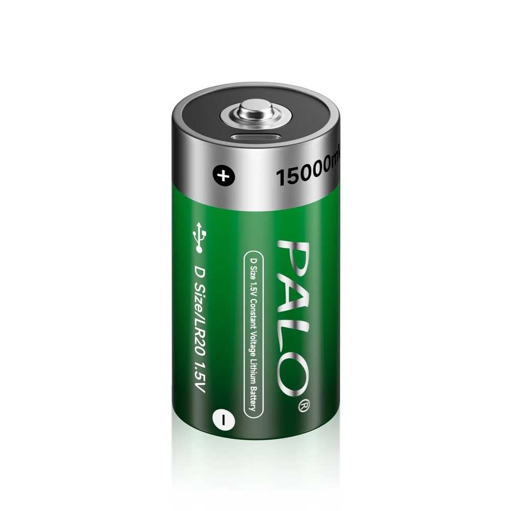 PALO 100% Original 1.5V D Size Rechargeable Battery Type-C USB Charging D  R20 LR20 Li-ion Batteries Battery For Heater Gas Stove