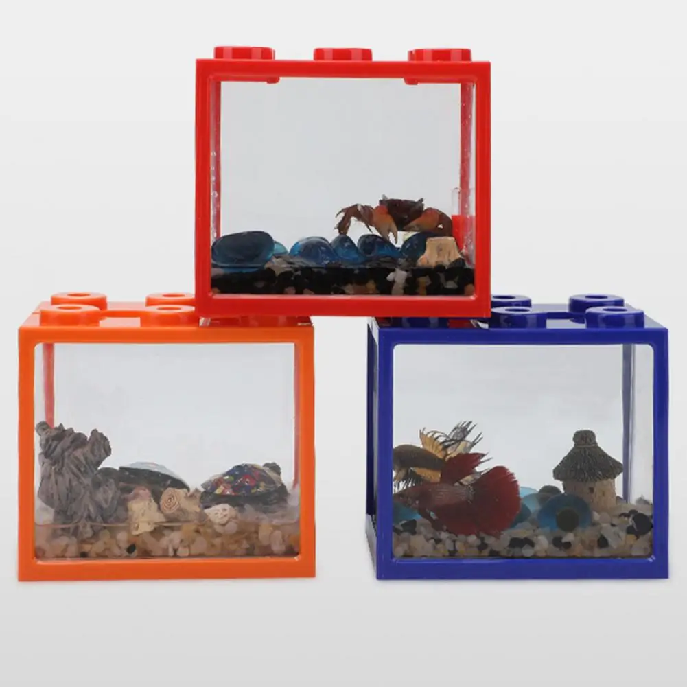 Fish Tank Cute Smooth Surface Creative 6 Ventilation Holes Mini Aquarium Visible Stackable Desktop Fish Pond Home Decor
