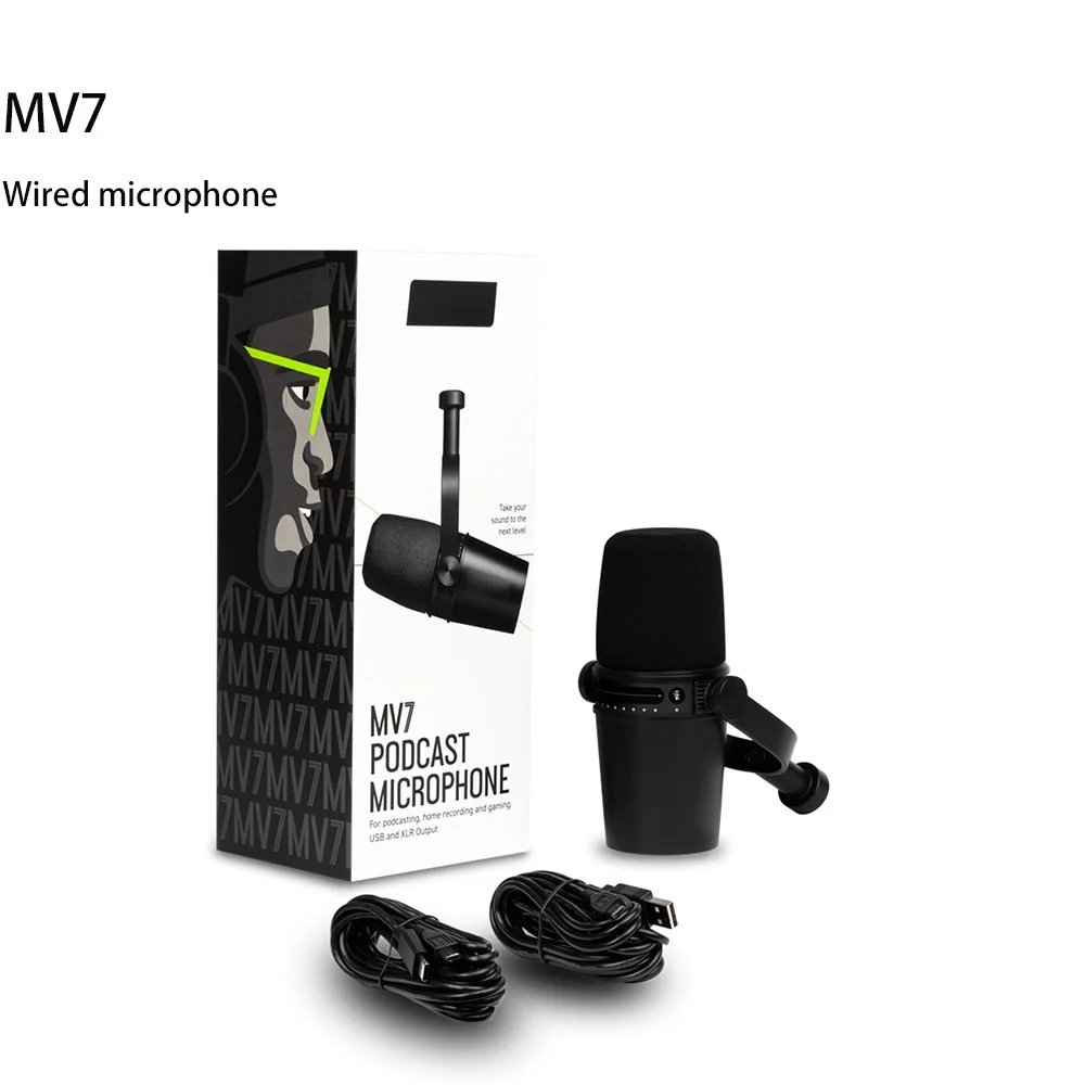 

Металлический Динамический USB-микрофон SHURE MV7, USB/XLR для профессиональной записи и прямой трансляции, Встроенные наушники