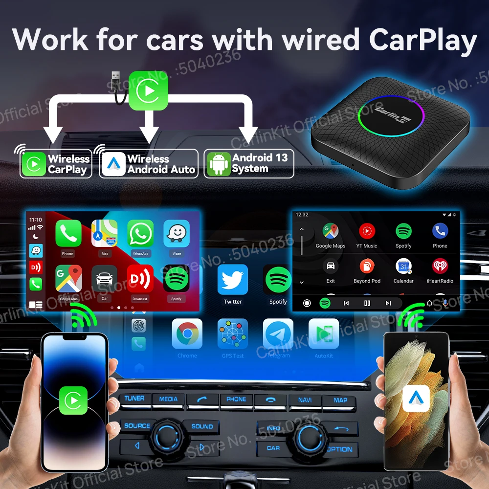 2024 CarlinKit CarPlay AI Box LED Android 13 Qualcomm SM6225 660 8-Cores  MINI Wireless Carplay Android Auto TV Box For  - AliExpress