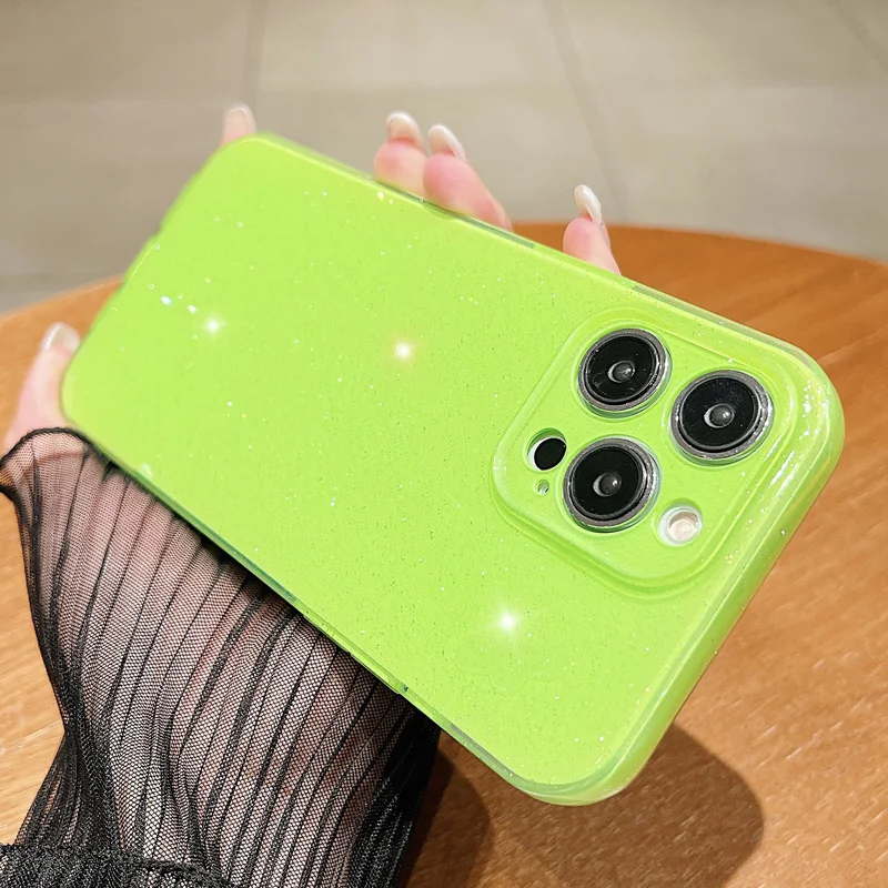 Luxurious Glitter Neon Fluorescence Silicone Phone Cover