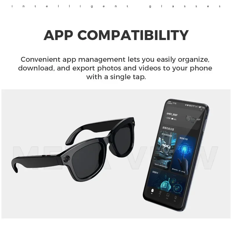 New AI Smart Professional-Grade Camera Glasses AI Voice 8MP HD Video Surround-Sound Music Bluetooth Call Wifi Smart Glasses 3