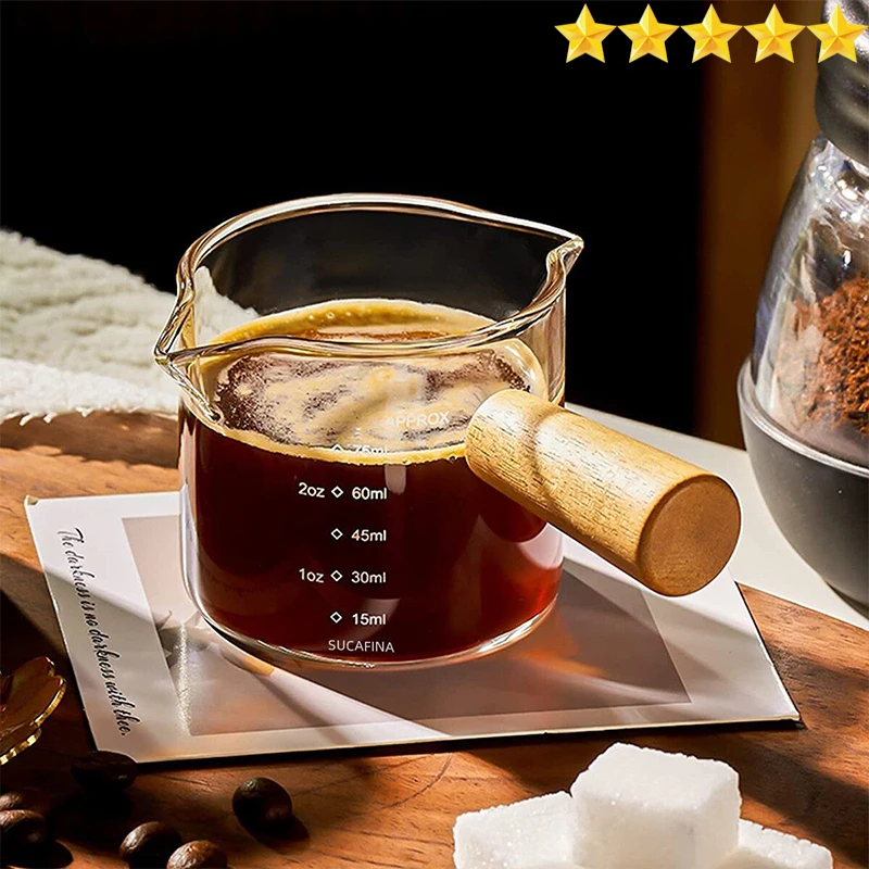 [Hot Sales] 75ml Glass Espresso Measuring Cup Double/Single Mouth Glass Milk Jug with Handle Glass Scale Measuring Mugs