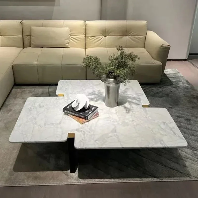 Italian minimalist designer living room coffee table special-shaped stone slab personality model house customized