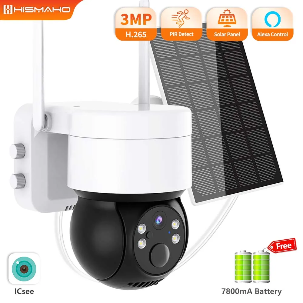 3mp Solar Ip Camera Wifi Wireless Outdoor Video Surveillance 7800mah