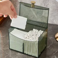 Cotton Swab Storage Box Desktop Dust-Proof Transparent Jewelry Box Makeup Removal Cotton Storage Organizer Lipstick Container 4