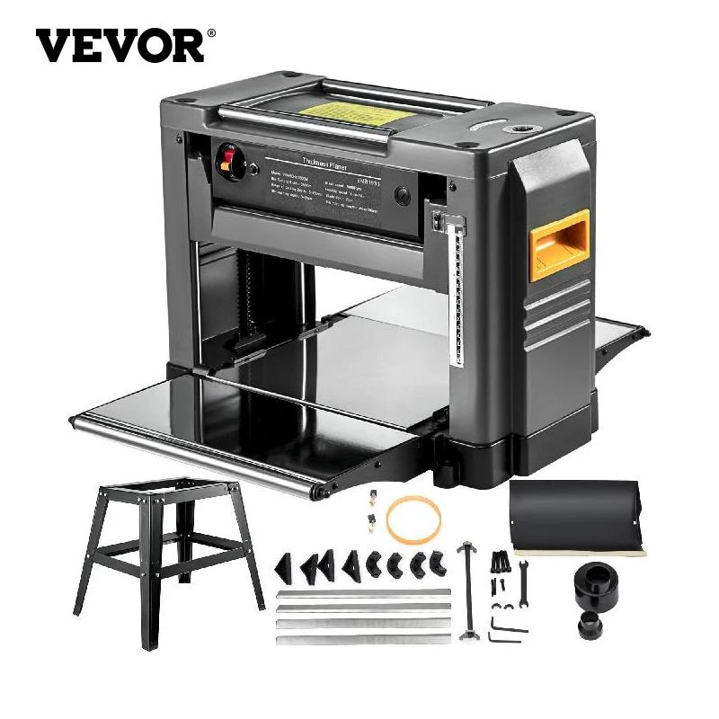 VEVOR 12.5 Inch Wood Planer Thickness Planer for Woodworking 1500W Heavy Duty Planer Double Cutter Benchtop With Stand ＆ Blade wood pellet press