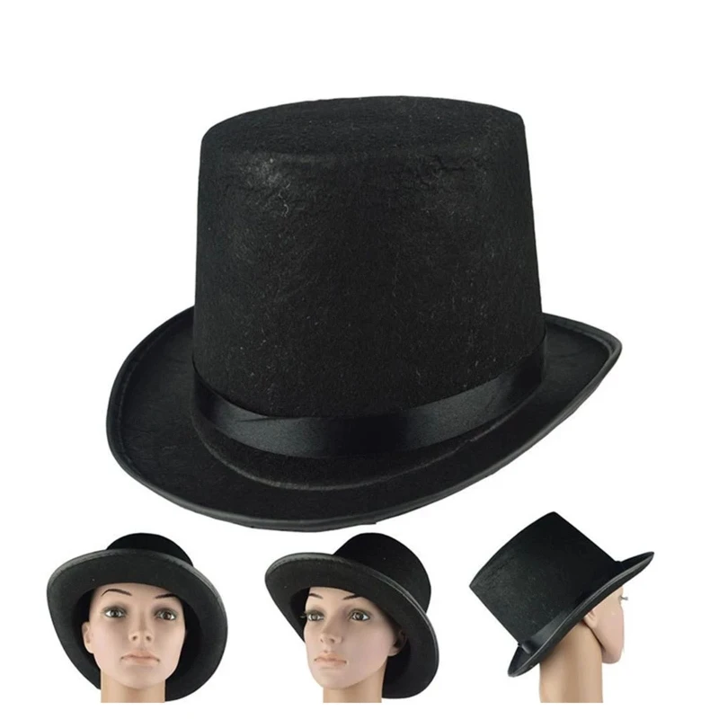 Magician Top Hat Black Top Hat Magician Performed Hat Jazz Stage Performances Bowler Top Hat Fancy Dress Costume