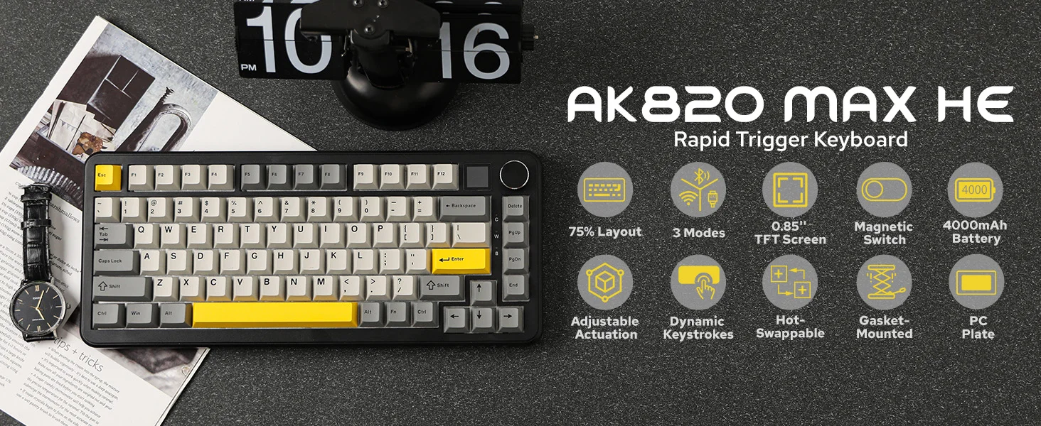 AJAZZ AK820 Max HE 75% Rapid Trigger Gasket-mounted Hot-swappable