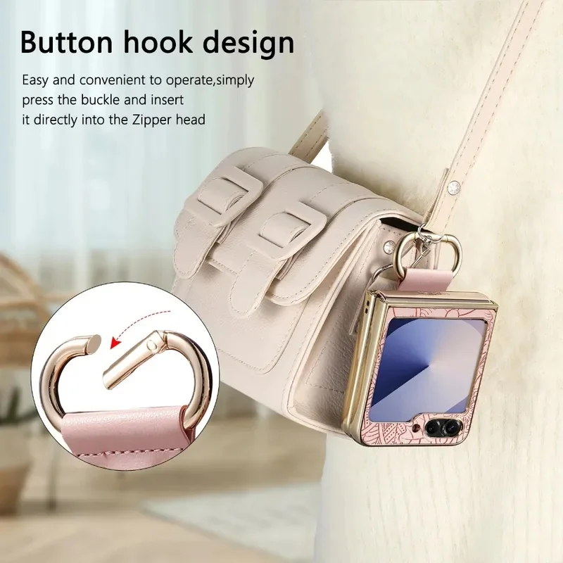 Leather Embossed Flower Phone Case with Ring Buckle and Electroplated Shockproof Design