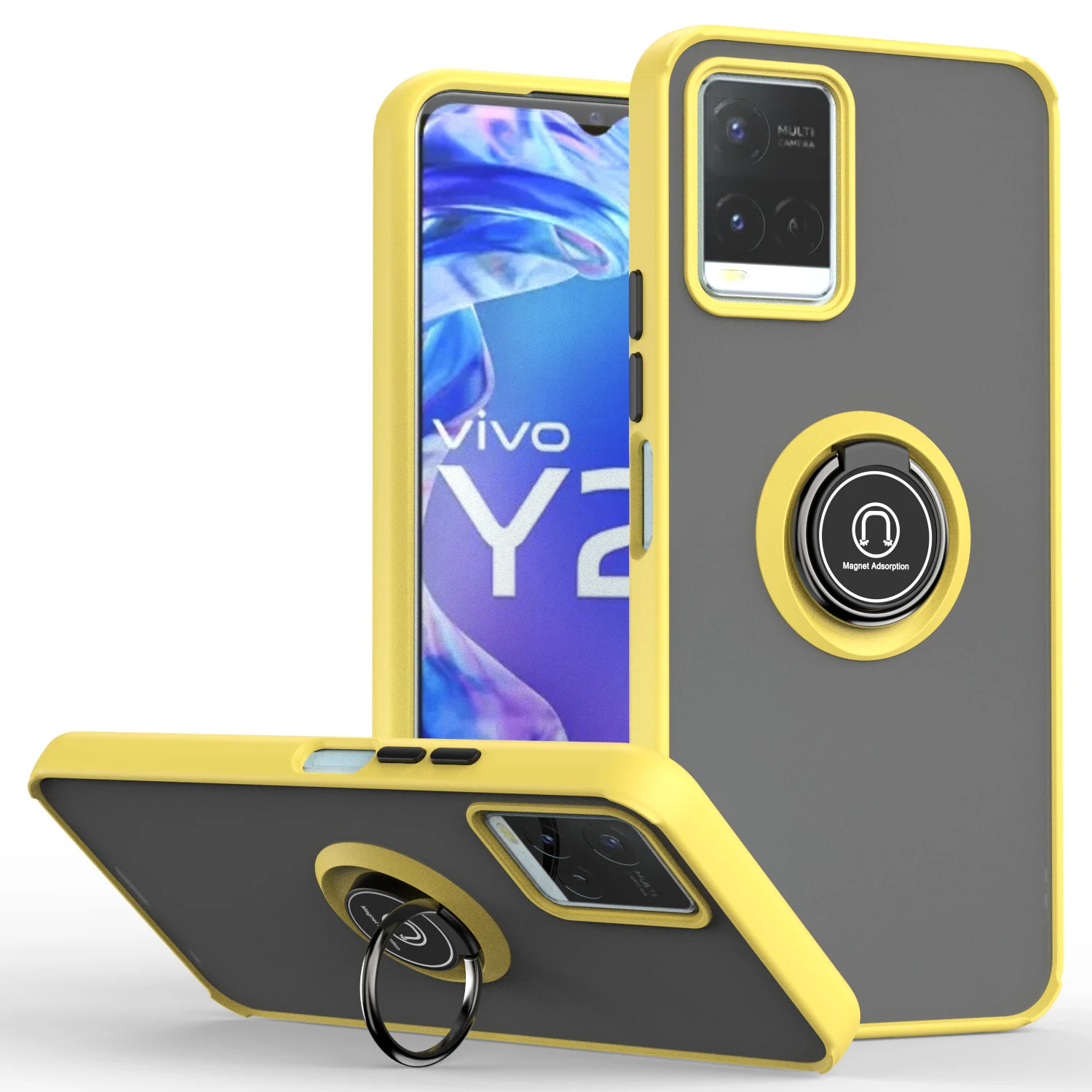Magnetic Ring Holder Shockproof Matte Case with TPU Bumper