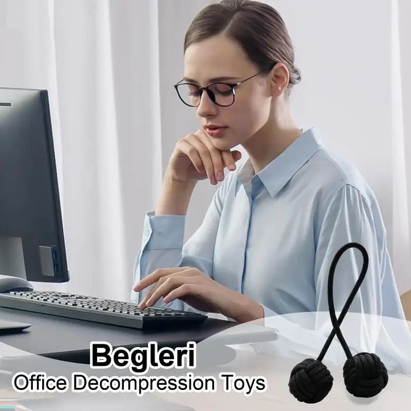 Casual Fidget Toy With Stainless Steel Solid Steel Ball Bundle Control Roll Game Umbrella Rope Woven Fidget Finger Toy For Relax