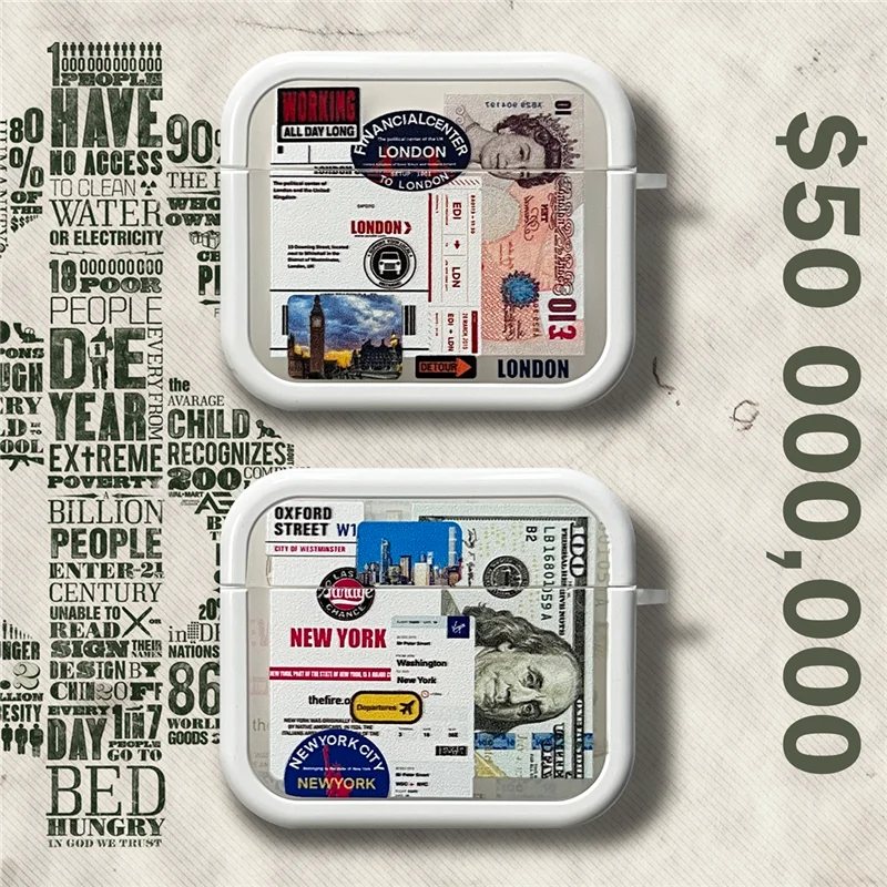 Custodia Per Auricolari Di Lusso New York London Usd Pound Per Airpods 1 2 3 Pro Pro2 Auricolari Bluetooth Wireless Custodia Per Cuffie