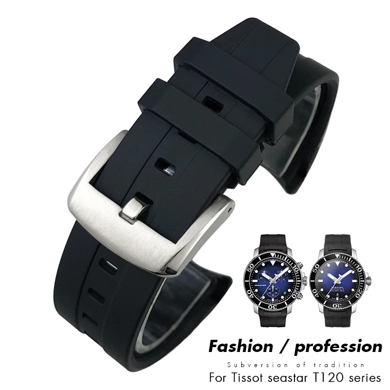 Per Tissot T120 Seastar T120417 407 Cinturino Per Orologio Subacqueo Sportivo Morbido Impermeabile 21Mm 22Mm Cinturino In Gomma Siliconica Fibbia Pieg