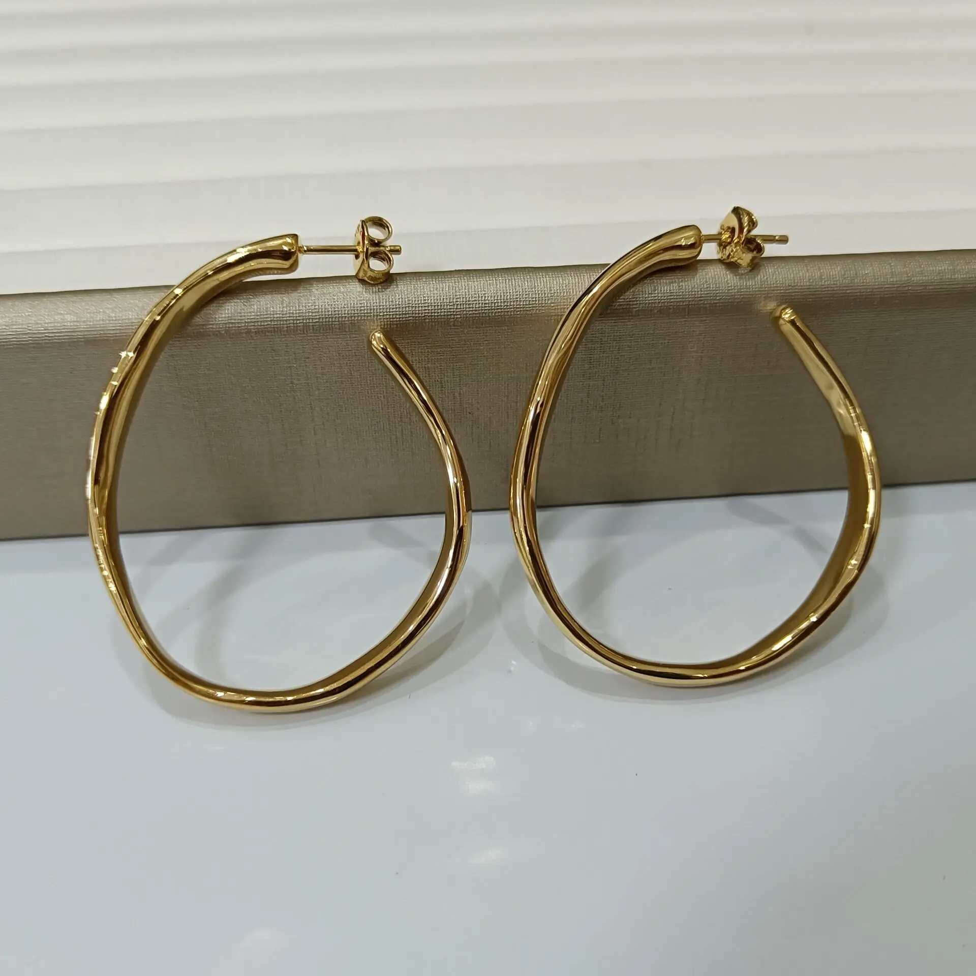 YS Spanish new fashion brass open large circle earrings high quality European style earrings electric silver gold black